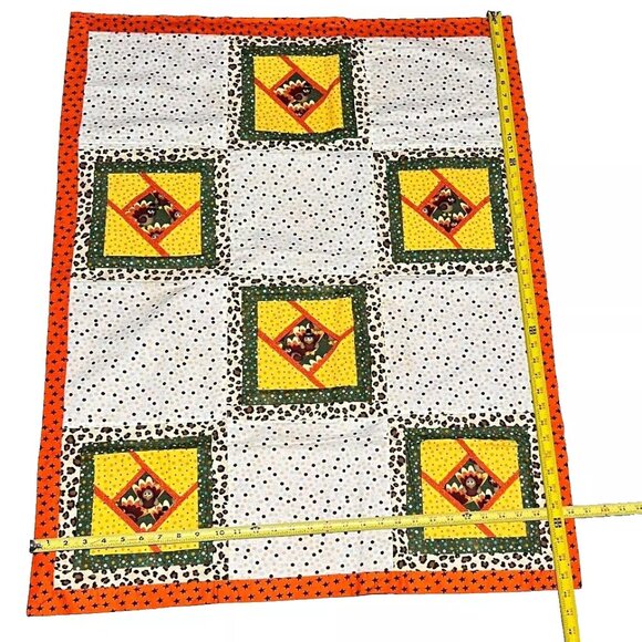 Homemade Handcrafted Baby Lap Blanket Quilt Fall Wall Hang Turkeys 39 1/2" x 30" - Picture 14 of 16